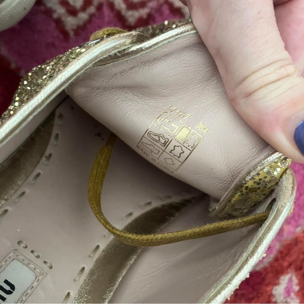 Miu Miu Gold Glitter Sneakers - Picture 3 of 4